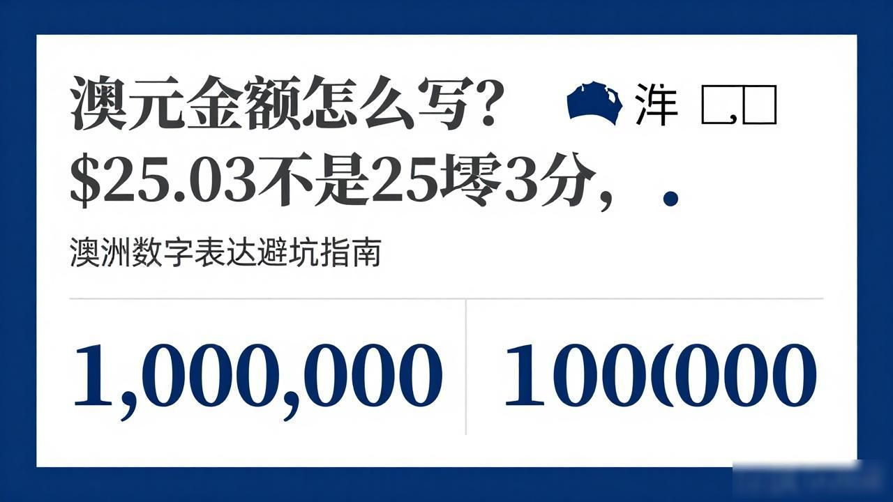 澳元金额怎么写？$25.03不是25块零3分，澳洲数字表达避坑指南