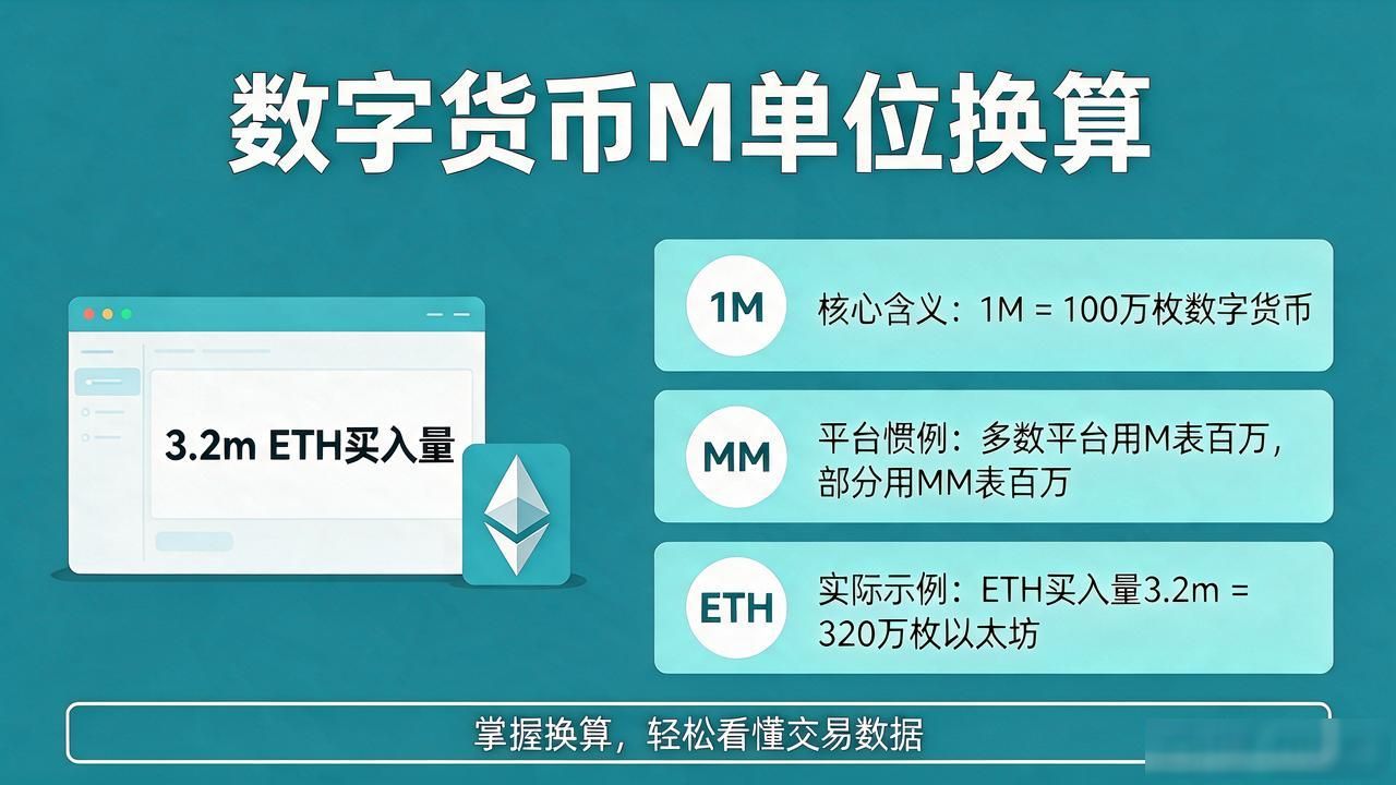 数字货币交易里的1m到底指多少？一文说清M的单位换算