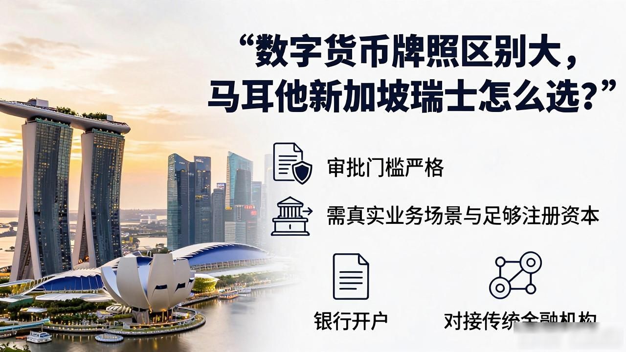 数字货币牌照区别大，马耳他新加坡瑞士怎么选？